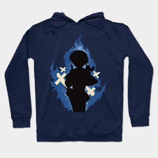 Seika Lamprogue Fire Aura with His Shikigami from The Reincarnation of the Strongest Exorcist in Another World or Saikyou Onmyouji no Isekai Tenseiki in Cool Simple Silhouette Hoodie